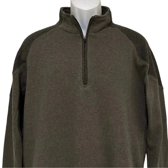 ROYAL ROBBINS MENS Sweater Pullover Quarter Zip Mock‎ Neck Two Tone Gray L
